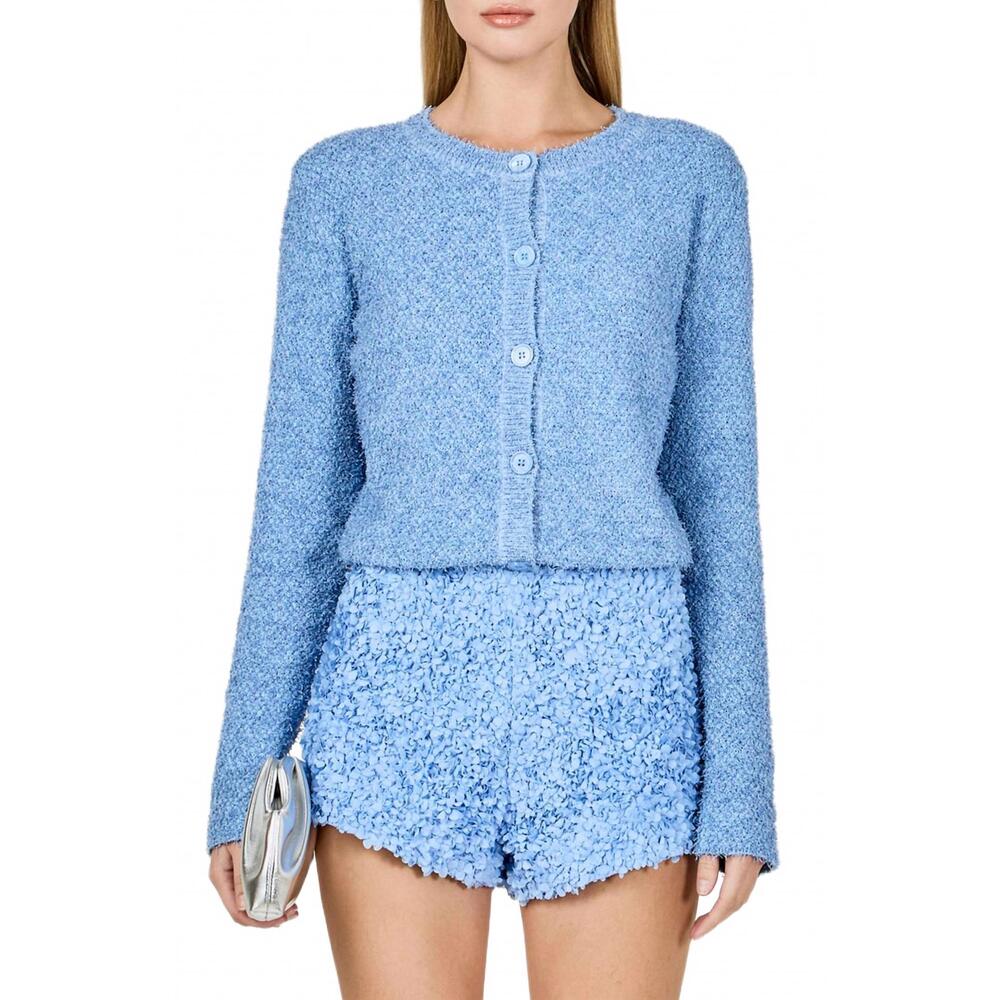 NEW 2.7 AUGUST APPAREL textured buttoned cardigan in blue